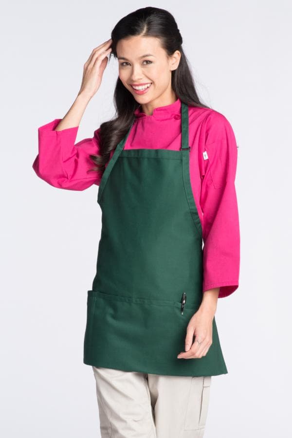 Bib Aprons 28"W x 24"L with Adjustable Neck, 3 Lower Pockets