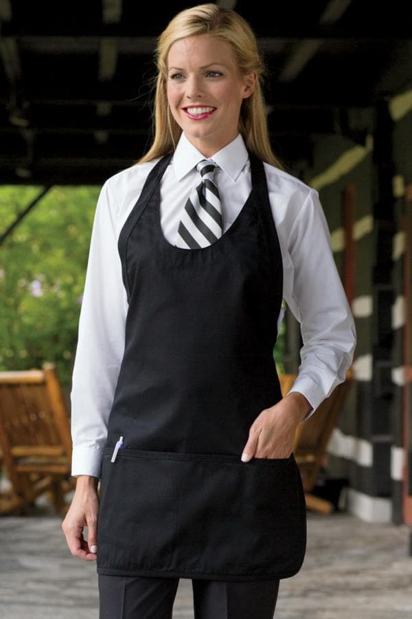 Scoop Neck Aprons 28"W x 24"L with Adjustable Neck, 3 Lower Pockets