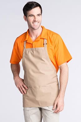 Bib Aprons 28"W x 24"L with Adjustable Neck, 3 Lower Pockets